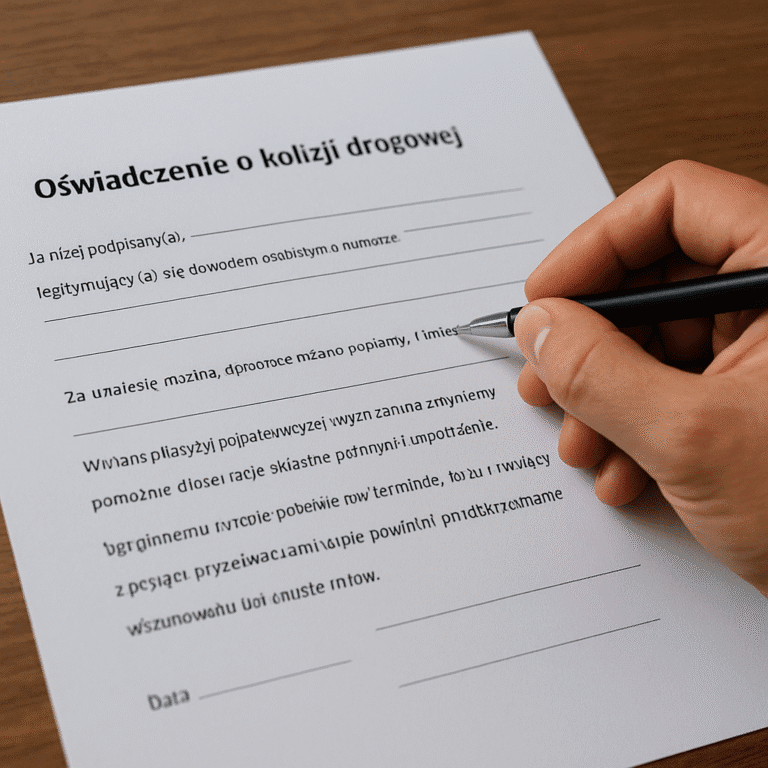 Jak napisać oświadczenie o kolizji drogowej poprawnie?